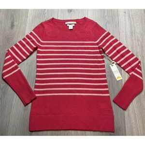 C&C California Sweater‎ Women XS Pink Striped Cashmere Cozy Soft Luxury Barbie